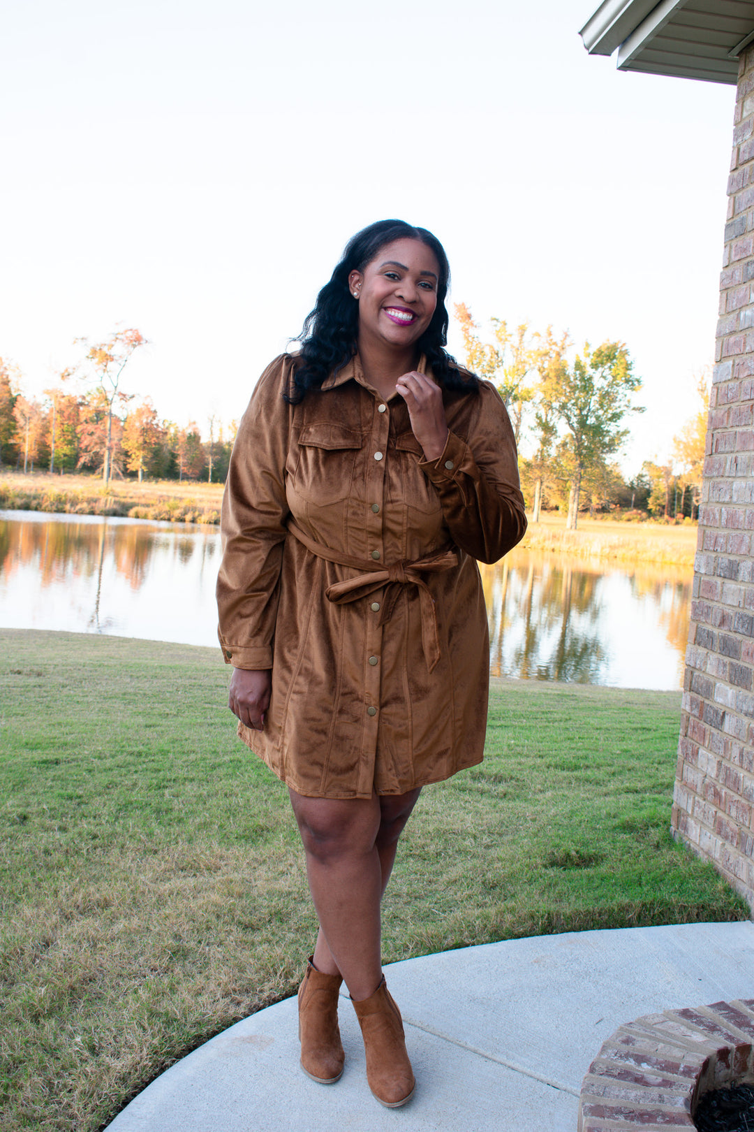 Changing Seasons Brown Suede Dress