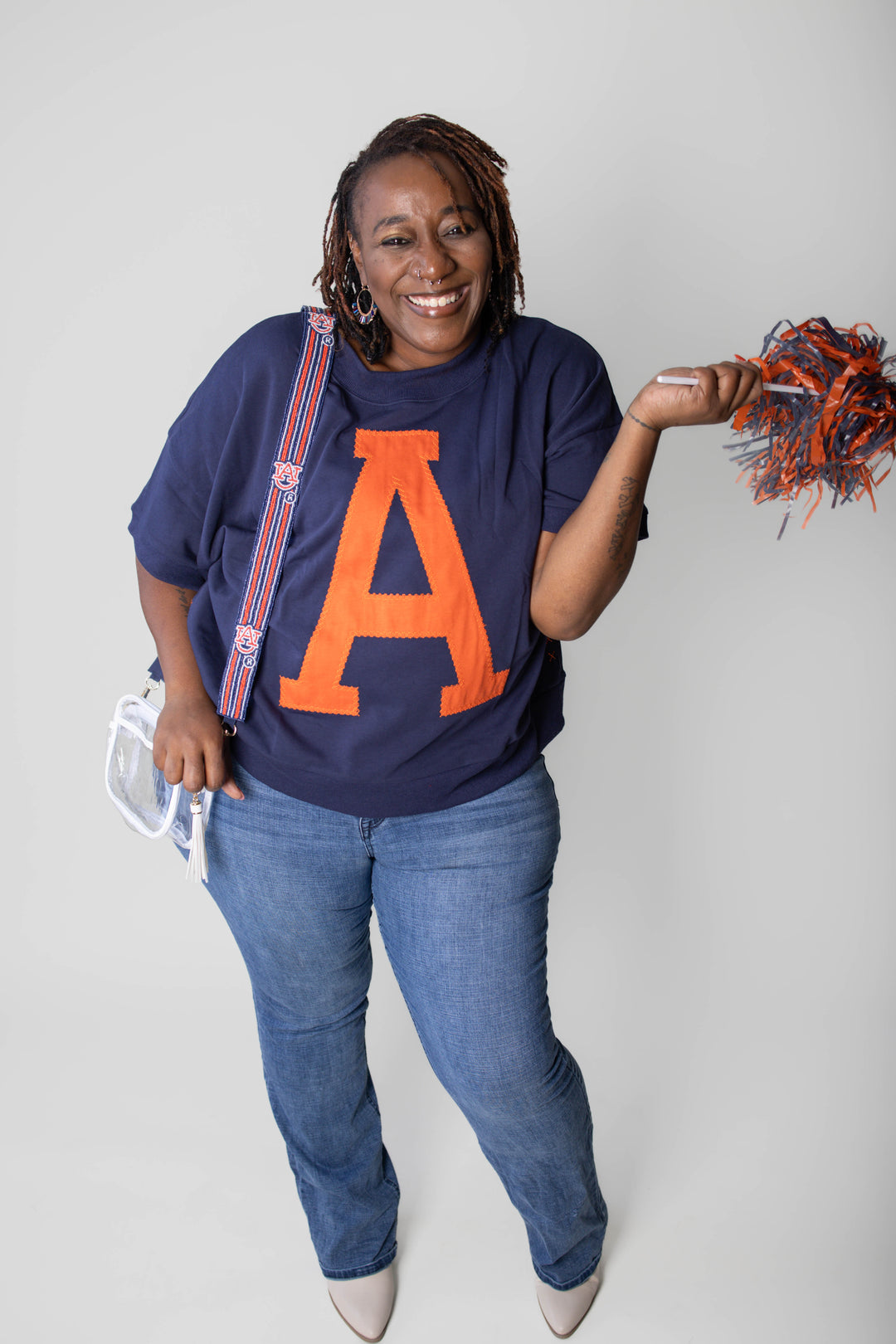 Navy and Orange Game-Day Tee - Auburn Fan Football Tee