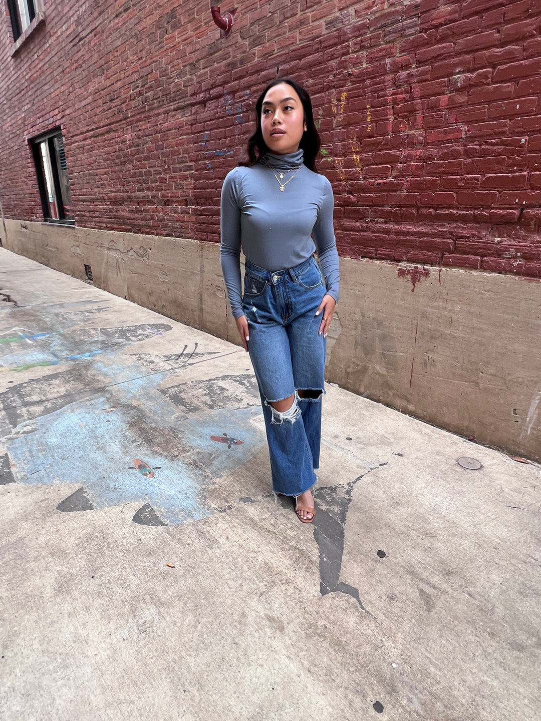 ***FINAL SALE*** The Butter Soft Basics - Dusty Blue Mock Neck