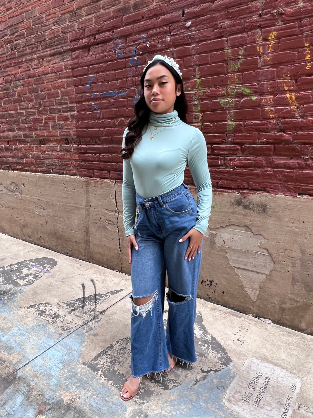 The Butter Soft Basics - Aqua Mock Neck