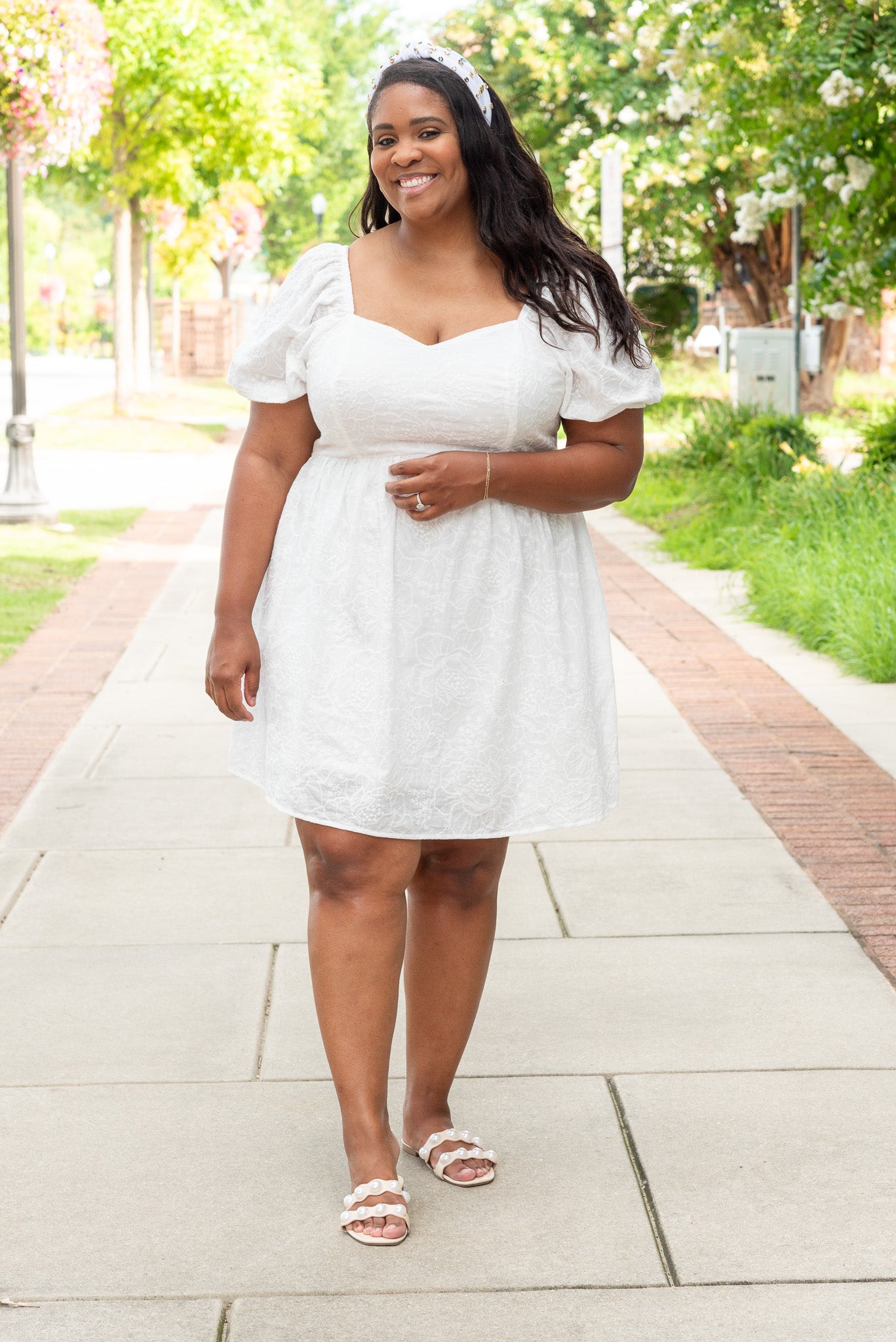 Whimsical White Dress with Pockets.