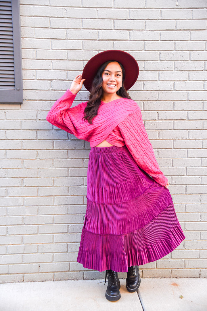 Magenta Midi Skirt