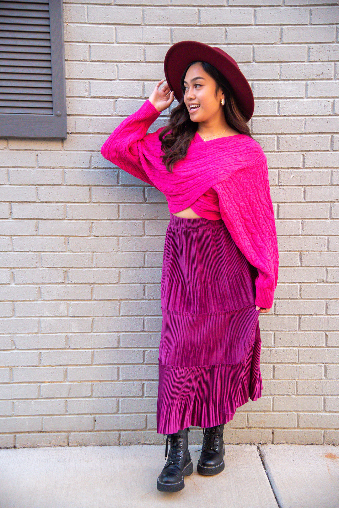 ***FINAL SALE*** Magenta Midi Skirt