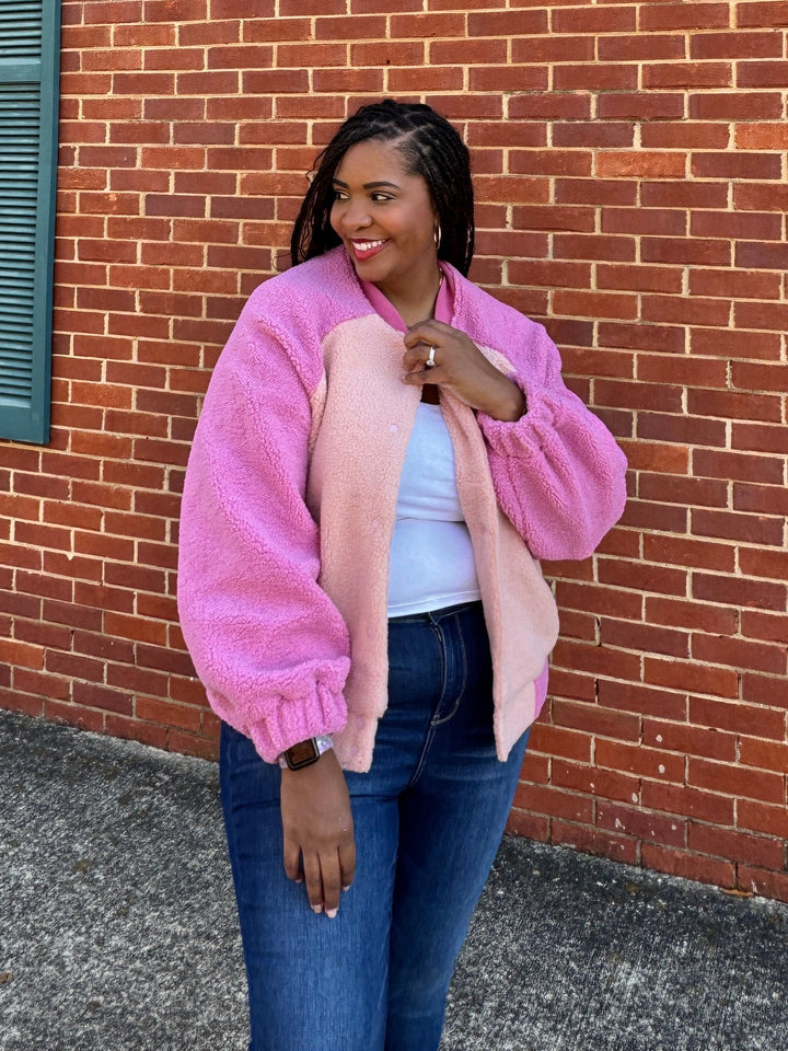 Pink Fleece Bomber Jacket - Pink Friday