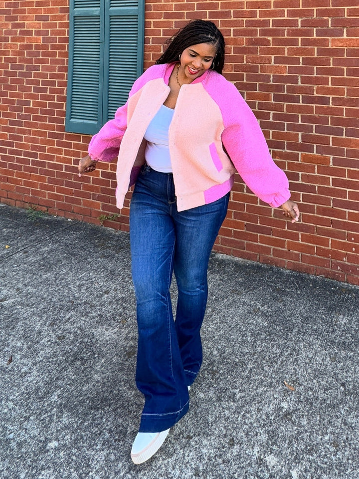 Pink Fleece Bomber Jacket - Pink Friday