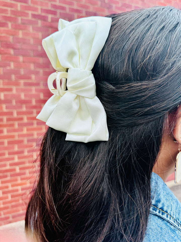 Cream Bow Claw Clip - Hair Clip Bows