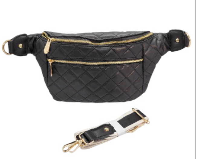 The Multi-Pack Fanny Style Bag with Adjustable Strap and Chain - Black