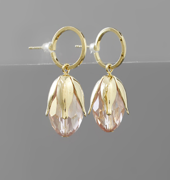 In Full Bloom Earrings - Pink and Gold Earrings