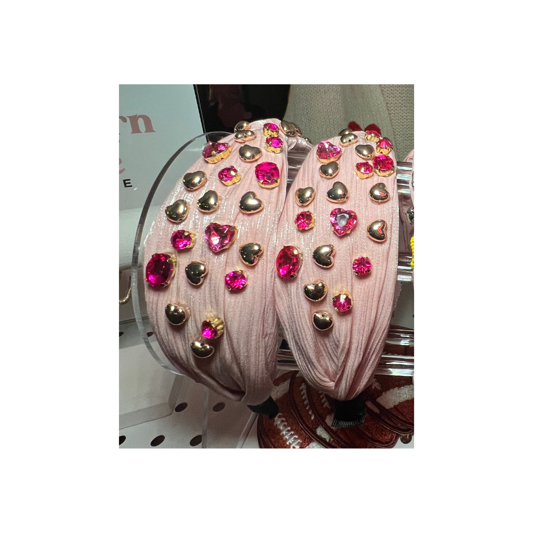 Throne of Hearts - Pink Stud Heart Headband