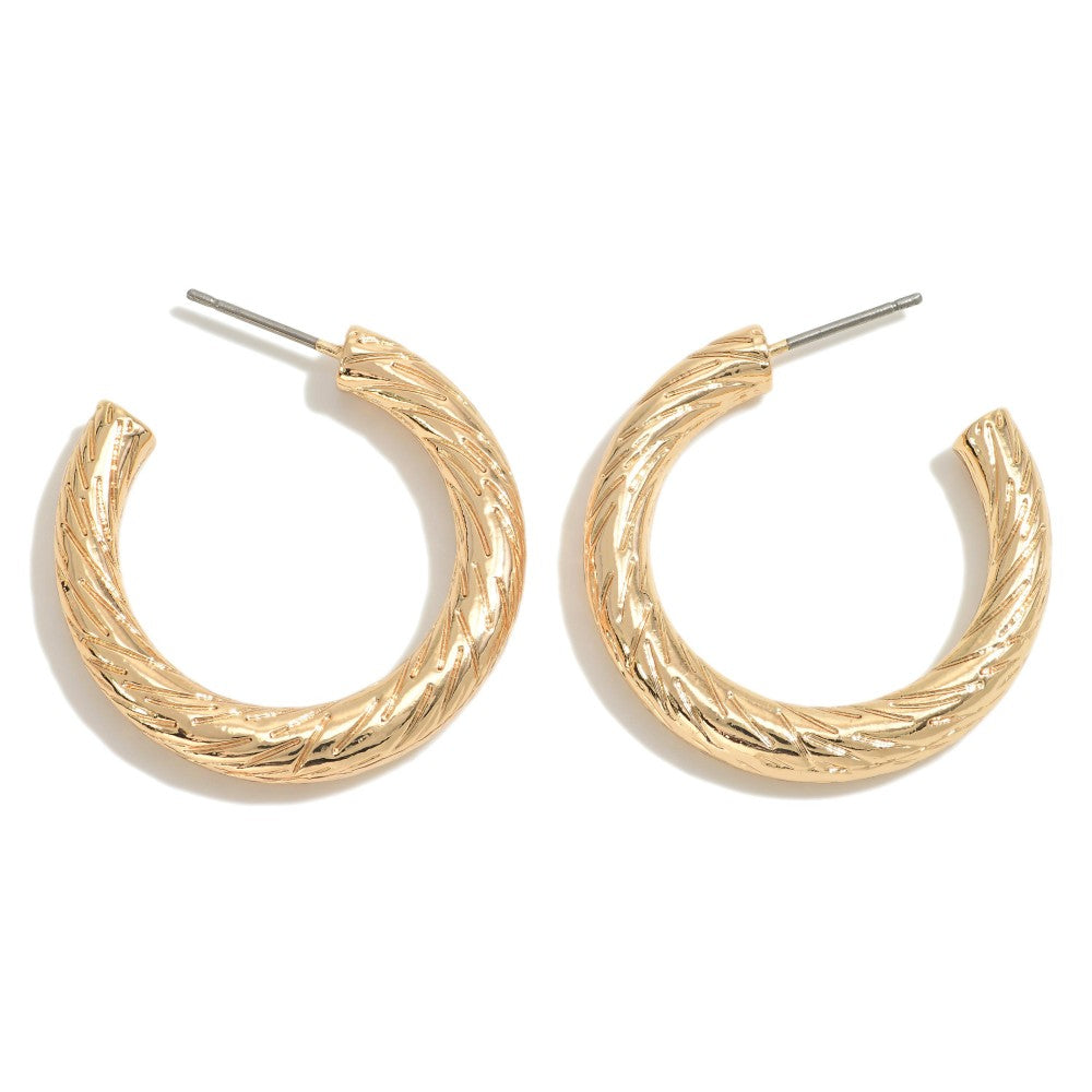 Brushed Gold Hoop Earrings