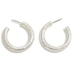 Hooppy Hoop Brushed Finished Hoops - Silver Southern Throne Boutique