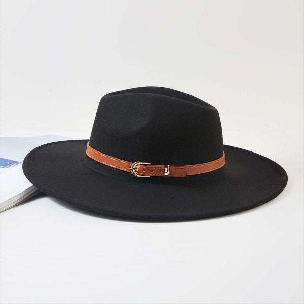 Wide Brim Hat with Adjustable/Removable Thin Faux Leather Band Southern Throne Boutique