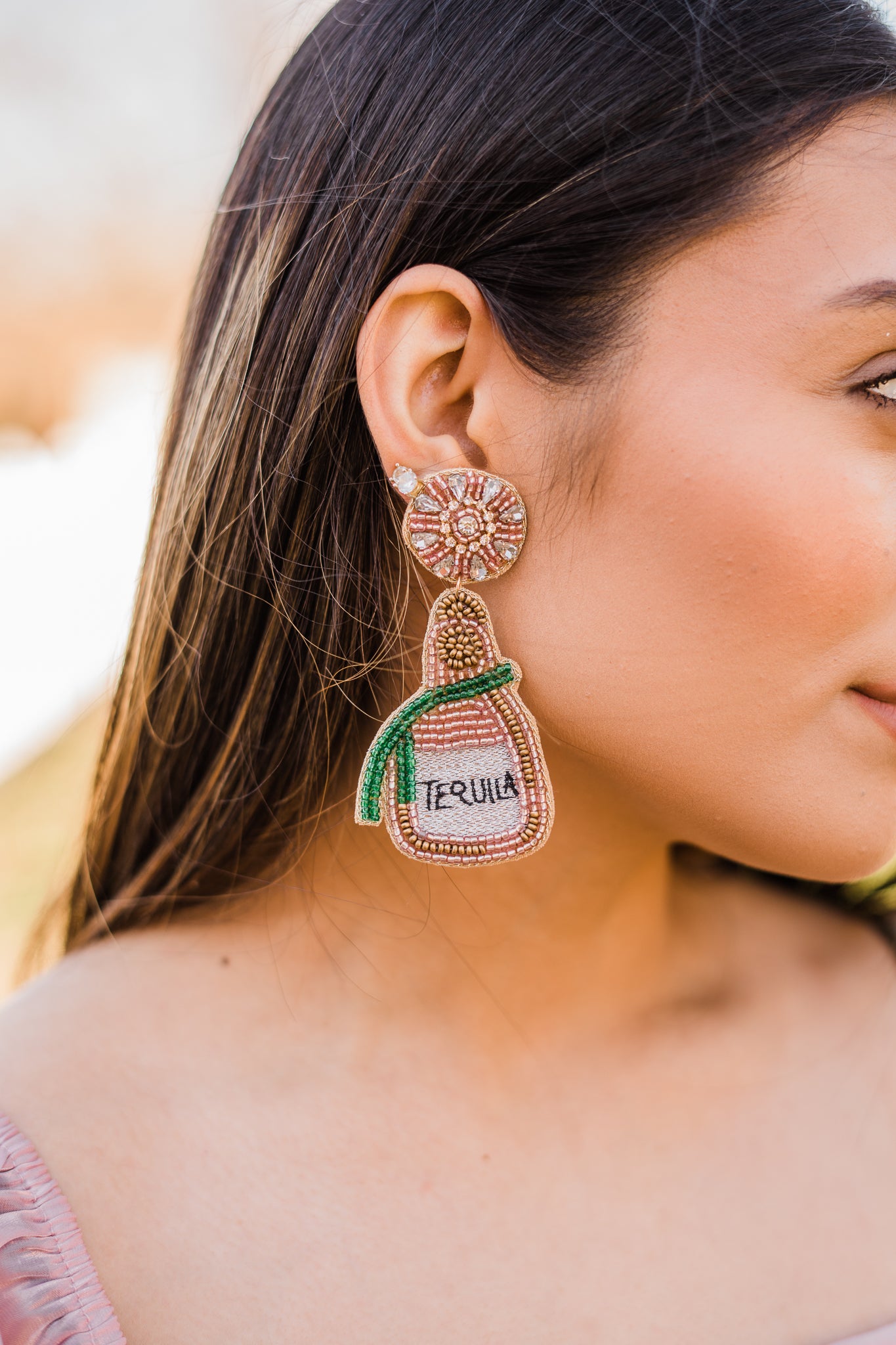 Double Shot of Fun - Tequila Seed Bead Earrings