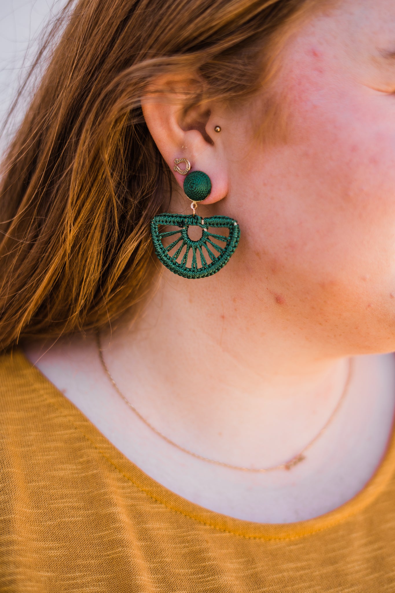 Western Wicker - Green Earrings