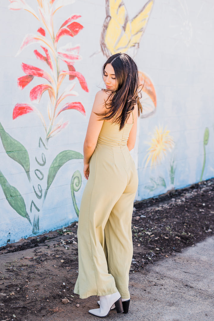 Luck On My Side - One Shoulder Green Jumpsuit