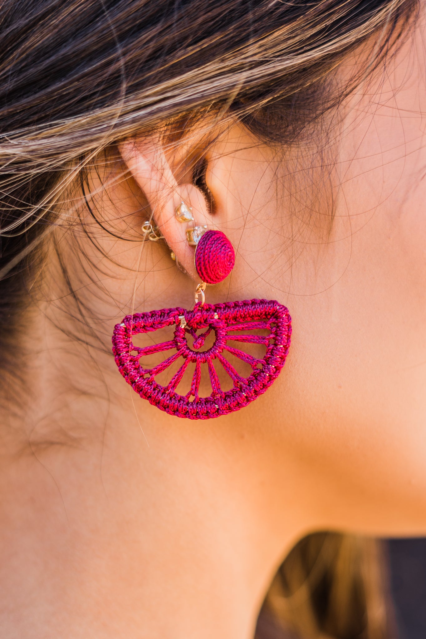 Western Wicker - Pink Earrings