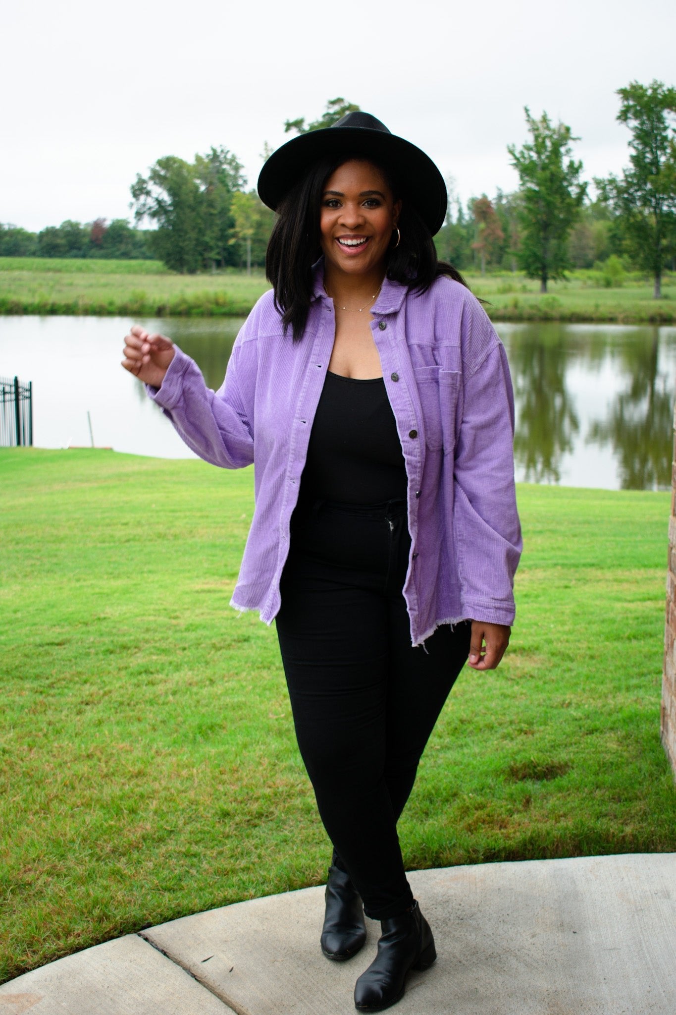 Cotton Candy Frayed Corded Shacket - Lilac Corduroy Shacket Southern Throne Boutique