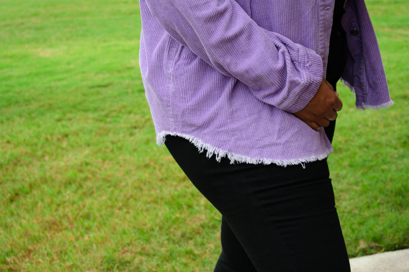 Cotton Candy Frayed Corded Shacket - Lilac Corduroy Shacket Southern Throne Boutique