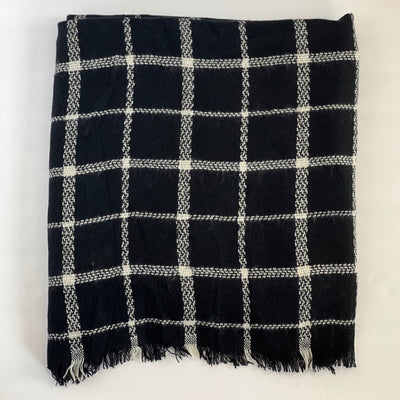 Midnight Oil Plaid Scarf - Black and White Plaid Blanket Scarf Southern Throne Boutique