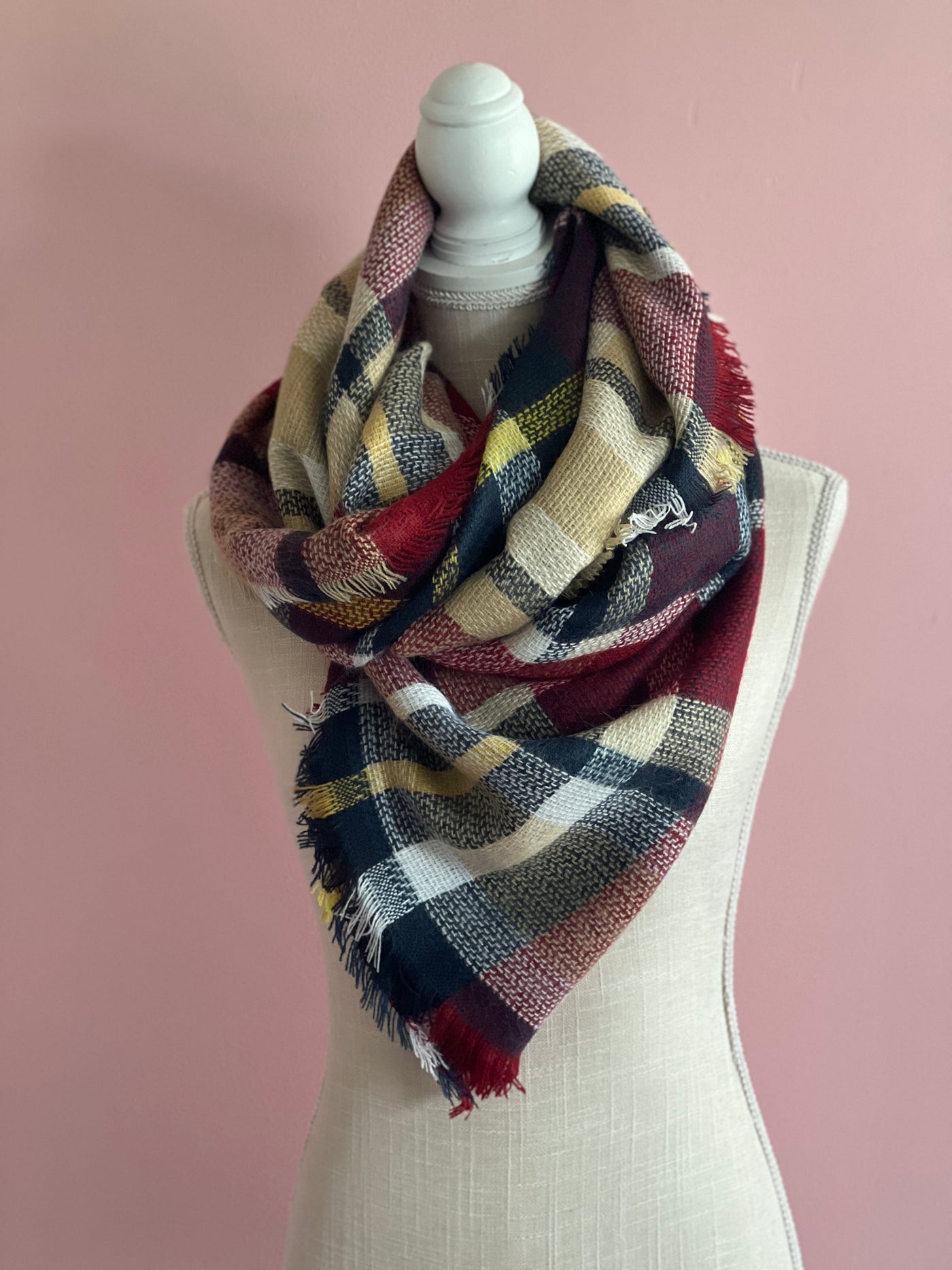 Navy Nights Plaid Scarf - Navy Plaid Blanket Scarf Southern Throne Boutique