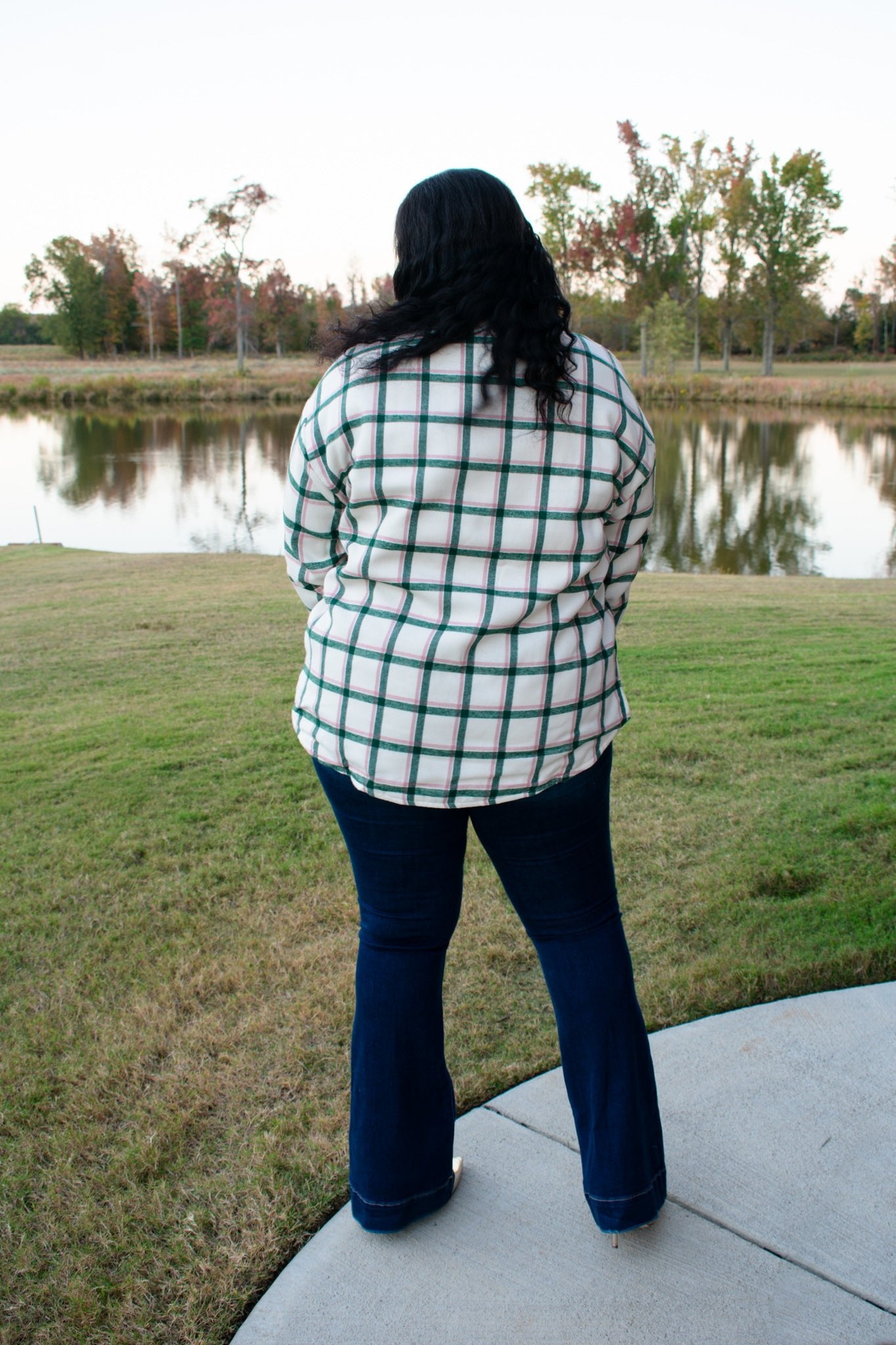 Pinking Green Plaid Faux Fur Lined Shacket  - Pink and Green Shacket Southern Throne Boutique